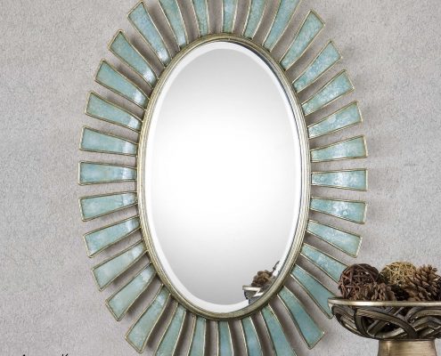 Morvoren Blue-Grey Oval Mirror