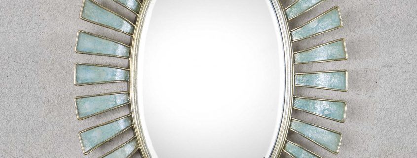 Morvoren Blue-Grey Oval Mirror