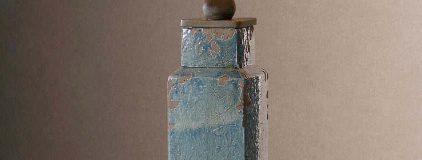Soprana Distressed Blue Glazed Lamp
