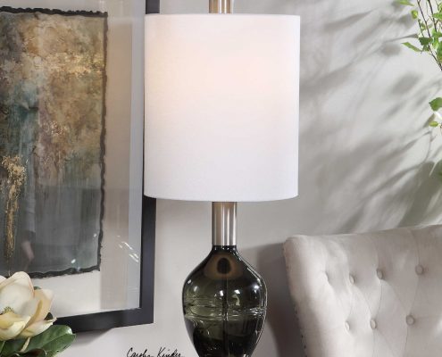 15. Aderia Sage Green Art Glass Lamp