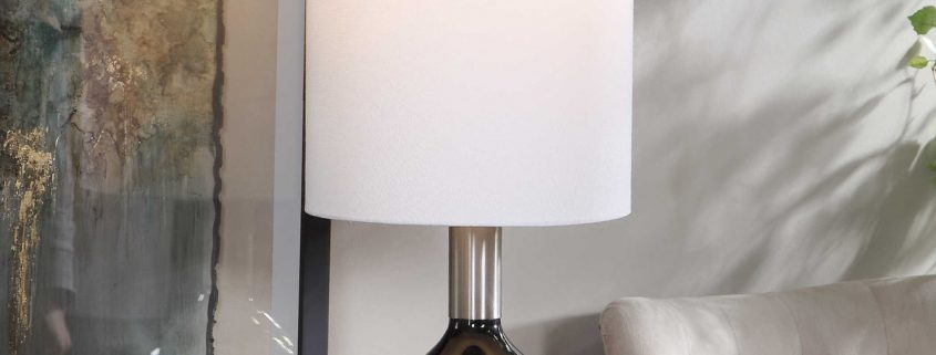 15. Aderia Sage Green Art Glass Lamp