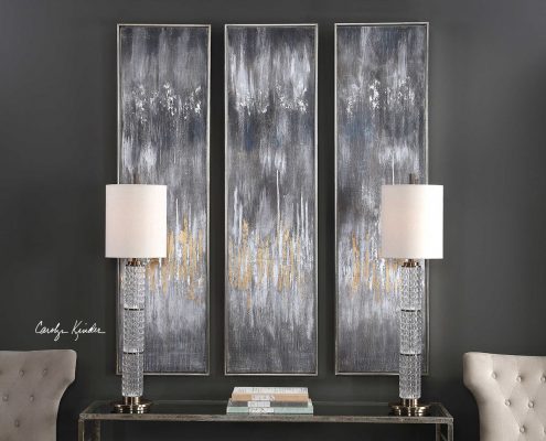 Grey Showers Hand Painted Canvases