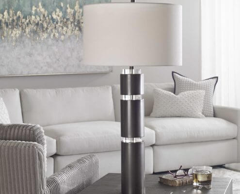 Jefferson Steel and Crystal Modern Lamp by Carolyn Kinder International.