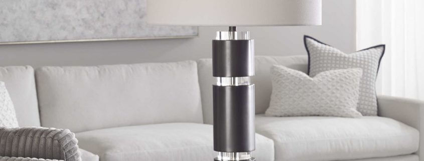 Jefferson Steel and Crystal Modern Lamp by Carolyn Kinder International.