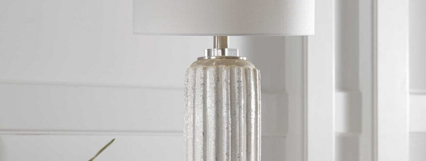 Azariah Distressed White Table Lamp by Carolyn Kinder.